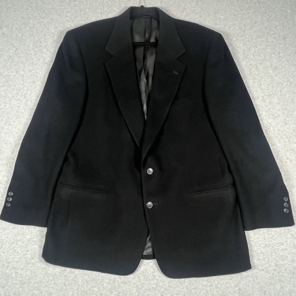 EUC Roundtree & Yorke Blazer Men 44R Black Camel Hair Sport Coat Suit Jacket USA